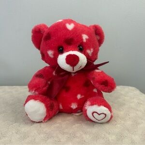 MTY International Red Hearts Teddy Bear Plush Stuffed Animal Toy White